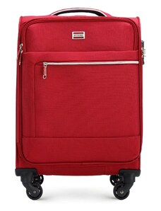 Malý měkký kufr s lesklým zipem na přední straně Wittchen, červená, polyester