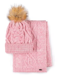 Dámská pletená zimní sada Wittchen, růžovo-bílá, akryl