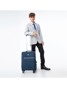 Malý měkký kufr s lesklým zipem na přední straně Wittchen, tmavě modrá, polyester