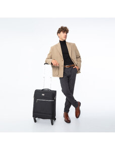 Malý měkký kufr s lesklým zipem na přední straně Wittchen, černá, polyester