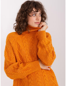 Fashionhunters Hořčičný svetr s kabely a manžetami