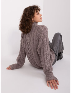 Fashionhunters Tmavě šedý dámský svetr s kabelovými úplety