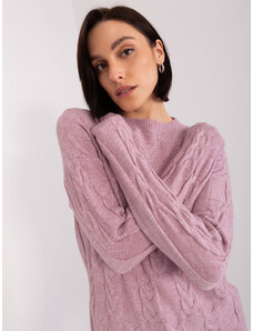 Fashionhunters Světle fialový dámský kabelový pletený svetr
