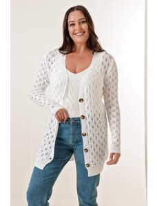 By Saygı V-Neck Buttoned Front Comfort Fit Mercerized Cardigan