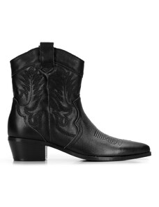 Dámské krátké kožené kovbojské boty s výšivkou Wittchen, černá, přírodní kůže