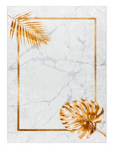 Dywany Łuszczów Kusový koberec Miro 51518.806 Leaves grey/gold - 80x150 cm