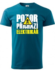 123triko.cz Triko Pozor přichází ELEKTRIKÁŘ - Pánské tričko Basic - Nejoblíbenější - XS