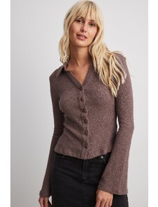 NA-KD Wide Sleeve Button Top