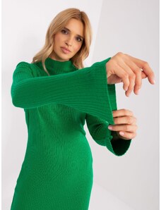Fashionhunters Zelené pletené šaty se zvonovými rukávy