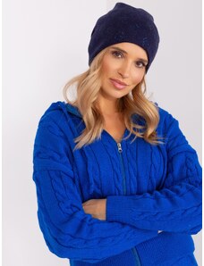 Fashionhunters Námořnická modrá dámská zimní čepice s kamínky