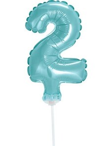 13 cm fóliový balónek na špejli "Číslice 2", modrý KK