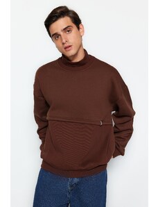 Trendyol Limited Edition Brown Oversize/Wide Cut Thick Sweatshirt with Fleece Inside