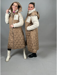 Italská móda Zimní kabát DEKER/HNĚDÁ