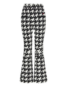 PERFECT MOMENT AURORA HIGH WAIST FLARE PANT PRINT HOUNDSTOOTH - BLACK/SNOW WHITE