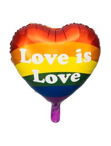 PARTYDECO Fóliový balónek, srdce s nápisem Love is Love - 35cm