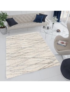 Chemex Moderní koberec Versay Shaggy - čáry - krémový Rozměr koberce: 80x150 cm