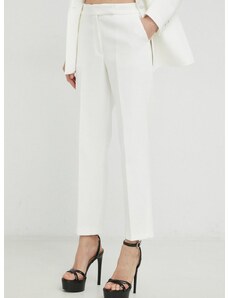 Kalhoty Ivy Oak dámské, bílá barva, jednoduché, high waist