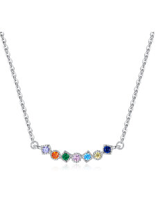 Royal Fashion stříbrný náhrdelník barevná elegance SCN451