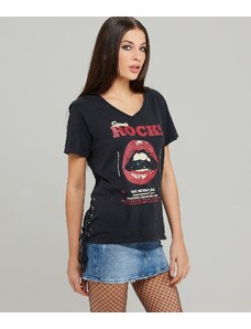 RetroJeans CATALIAN TOP T-SHIRT, BLACK