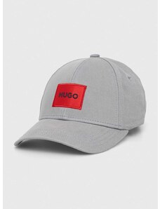 Bavlněná baseballová čepice HUGO černá barva, s aplikací, 50492745
