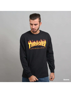 Pánské tričko Thrasher Flame Logo LS Tee Black