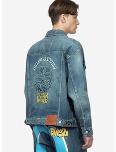 Džínová bunda Evisu Kamon Embossed Denim Jacket pánská, přechodná, oversize, 2ESHTM3DJ710LFCS INDIGO DARK TONE