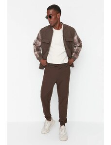 Trendyol Brown Plus Size Regular/Normal Fit Comfortable Basic Cotton Sweatpants