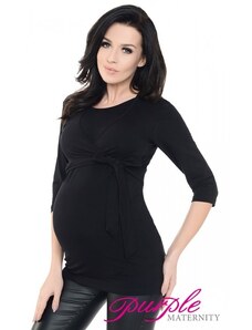 Těhotenské a kojící tričko 2v1 černé zavinovací bavlněné
