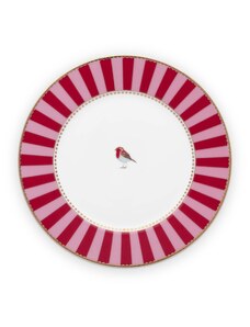 Pip studio talíř Love Birds s proužky červený, 17 cm