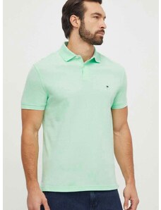 Polo tričko Tommy Hilfiger zelená barva, MW0MW17770