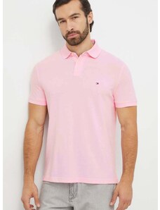 Polo tričko Tommy Hilfiger růžová barva, MW0MW17770
