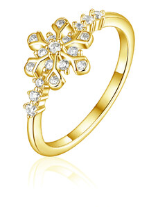 OLIVIE Stříbrný prsten SNĚHOVÁ VLOČKA GOLD 8053