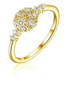 OLIVIE Stříbrný prsten SNĚHOVÁ VLOČKA GOLD 8056