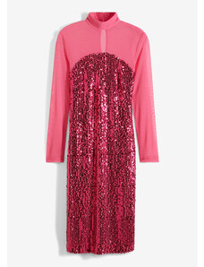bonprix Šaty s pajetkami a síťovinou Pink