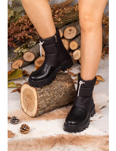 armonika Women's Black Thick Sole Parachute Material Winter Boots