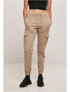 UC Ladies Dámské pohodlné joggingové kalhoty s vysokým pasem z měkké taupe