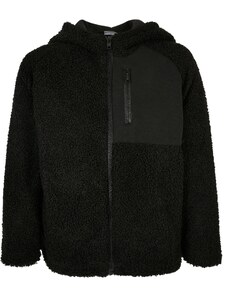 Urban Classics Kids Chlapecká bunda Sherpa s kapucí na zip černá