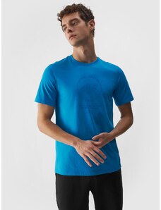 4F Pánské tričko z organické bavlny s potiskem - modré