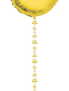 FUNNYFASHN Dekorační stuha - závěs na balónky hvězdy - zlaté - 2 m - 1 ks
