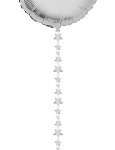 FUNNYFASHN Dekorační stuha - závěs na balónky hvězdy - stříbrné - 2 m - 1 ks