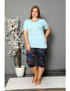 Duman Polska Dámský set pyžama plus size kraťasy modré a tmavě modré PIZ14275