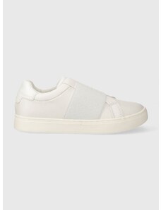 Kožené sneakers boty Calvin Klein CLEAN CUPSOLE SLIP ON bílá barva, HW0HW02007