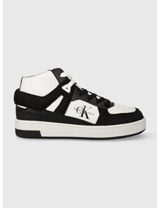 Kožené sneakers boty Calvin Klein Jeans BASKET CUPSOLE HIGH MIX ML FAD černá barva, YW0YW01300