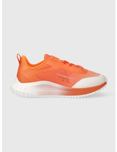 Sneakers boty Calvin Klein Jeans EVA RUNNER LOW LACE MIX SAT WN oranžová barva, YW0YW01456