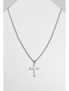 Urban Classics Accessoires Stříbrný náhrdelník s diamantovým křížem