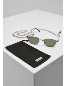 Urban Classics Accessoires Sluneční brýle Kalymnos s řetízkem stříbrná/zelená