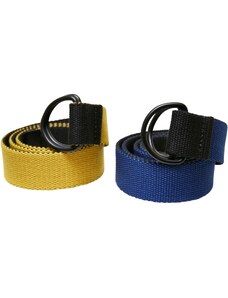 Urban Classics Accessoires Easy D-Ring Belt Kids 2-Pack černá/královská+černá/žlutá