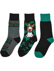 Urban Classics Accessoires Dětské vánoční ponožky Mops - 3-balení vícebarevné