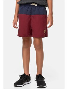 Urban Classics Kids Chlapecké kraťasy Block Swim Shorts tmavě/bordové