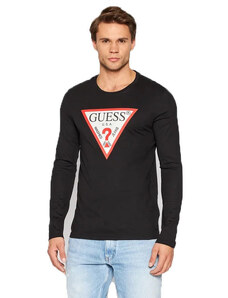 Černé pánské tričko s dlouhým rukávem Guess - Pánské
